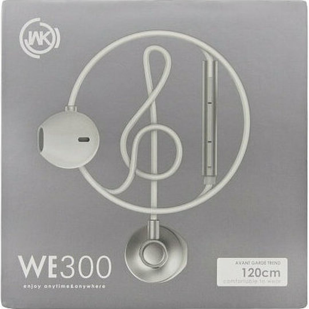 WK WE300 In-ear Handsfree με Βύσμα 3.5mm Ασημί