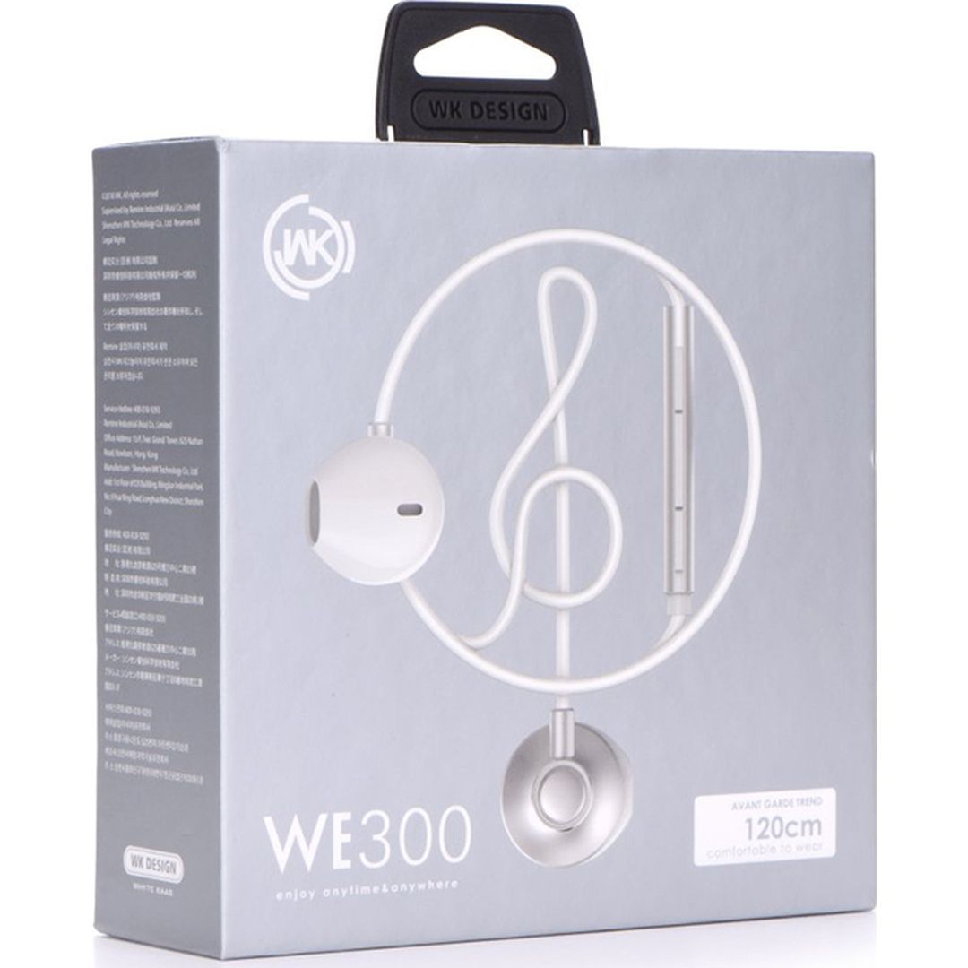 WK WE300 In-ear Handsfree με Βύσμα 3.5mm Ασημί
