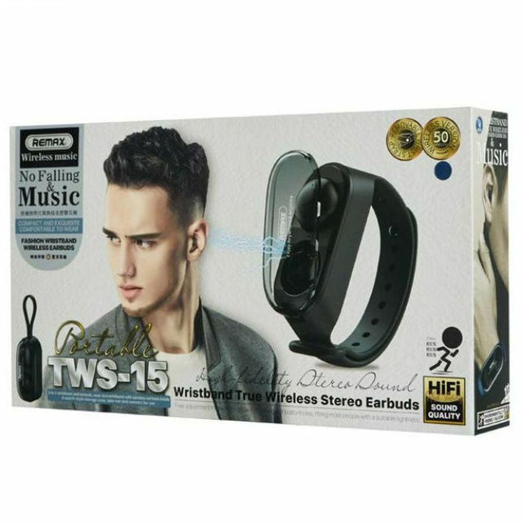 Remax TWS-15 In-ear Bluetooth Handsfree Ακουστικά με Θήκη Φόρτισης Μαύρα