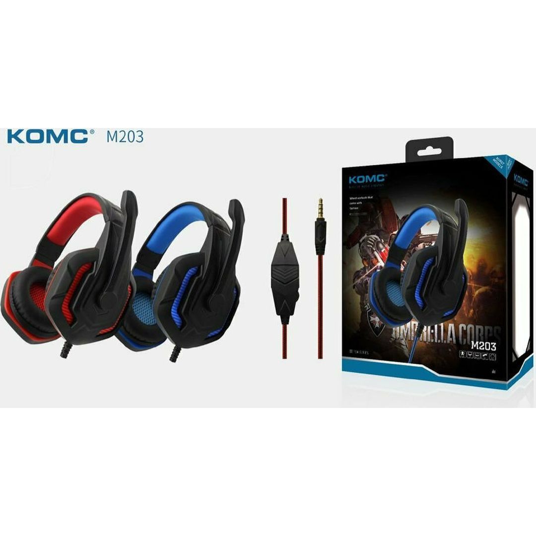 Komc M203 Over Ear Gaming Headset με σύνδεση 3.5mm Μπλε