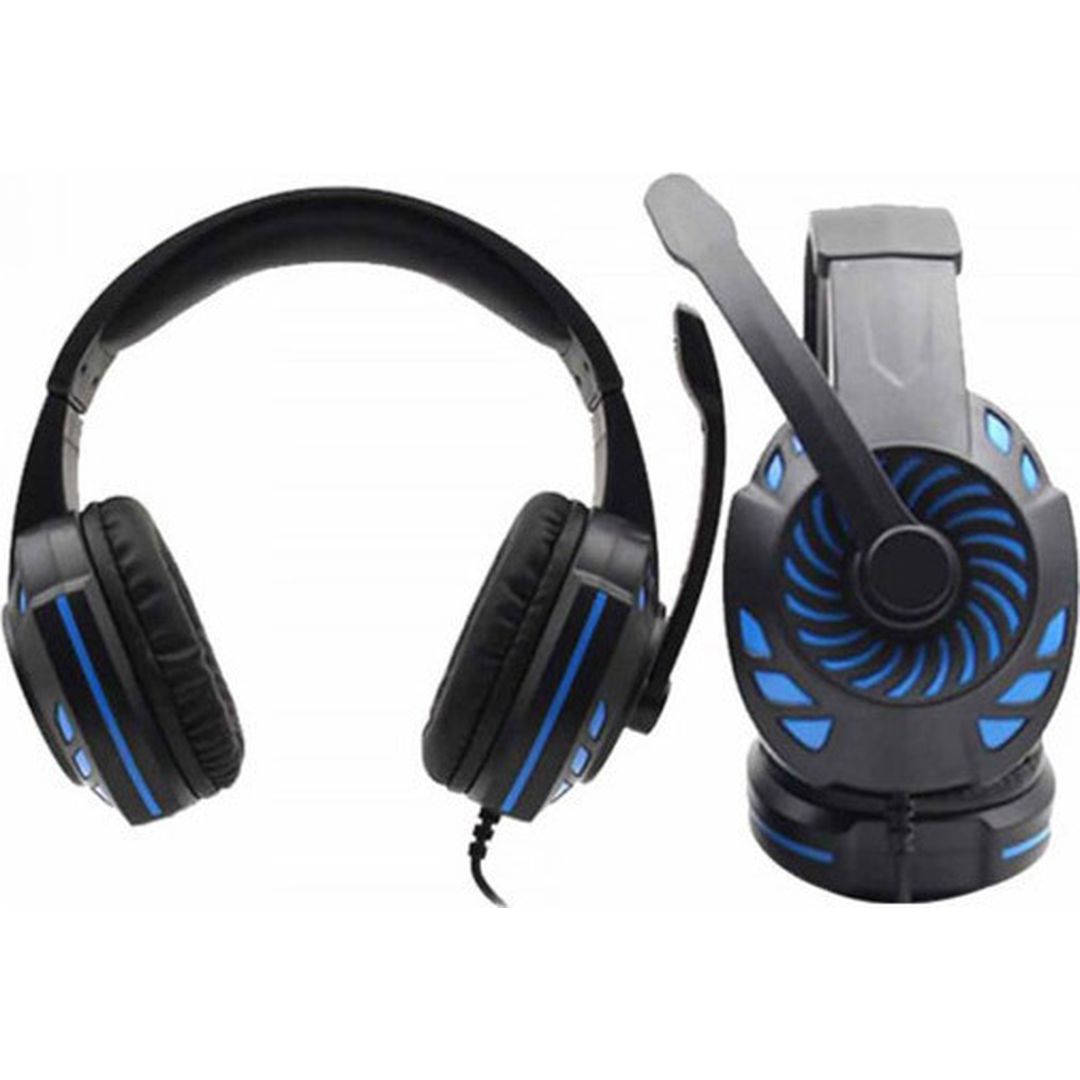 Komc G311 Over Ear Gaming Headset με σύνδεση 2x3.5mm / USB Black/Blue