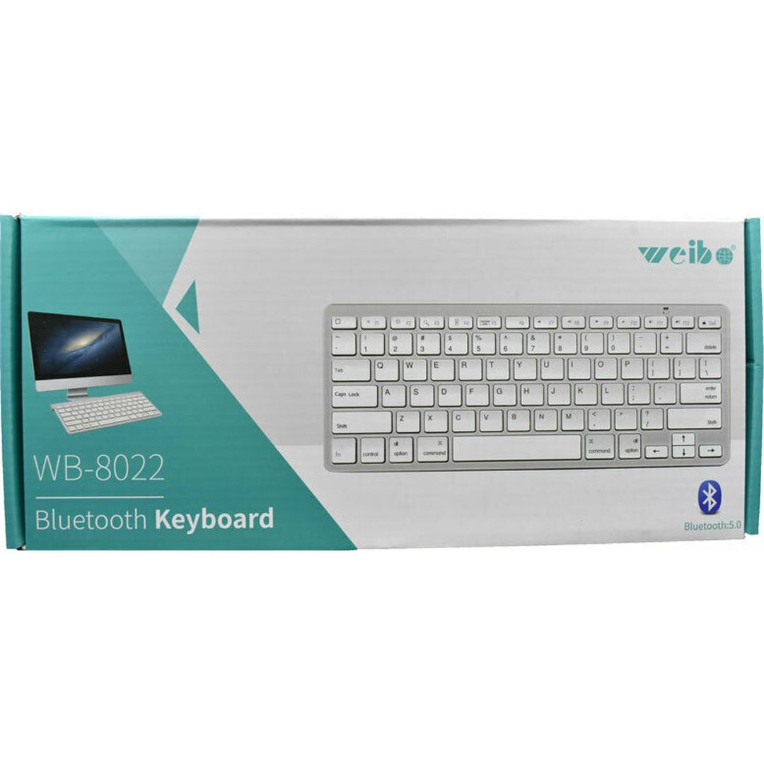 Weibo WB-8022 Ασύρματο Bluetooth Πληκτρολόγιο Αγγλικό US Λευκό