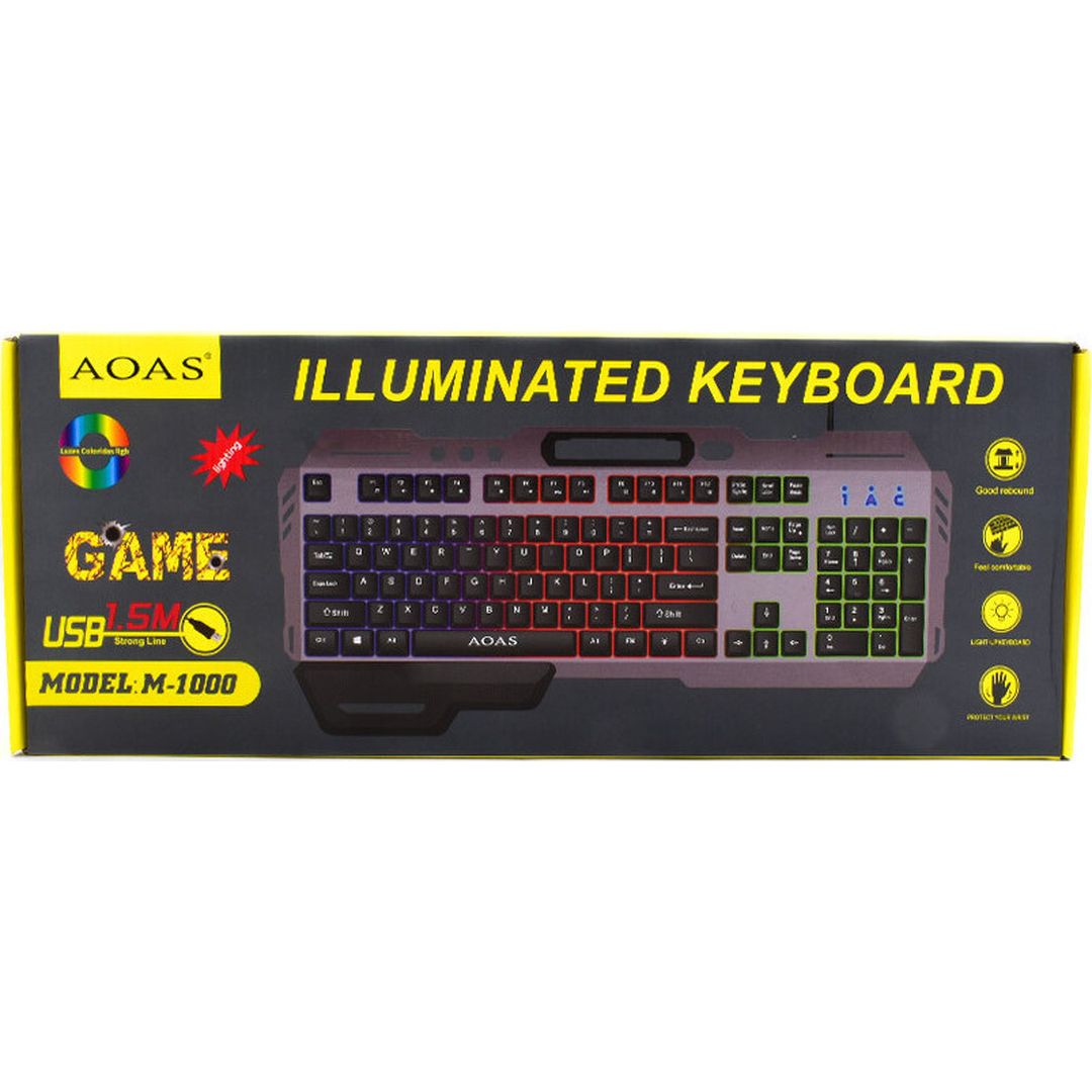 AOAS M-1000 Gaming Πληκτρολόγιο με RGB φωτισμό (Αγγλικό US)