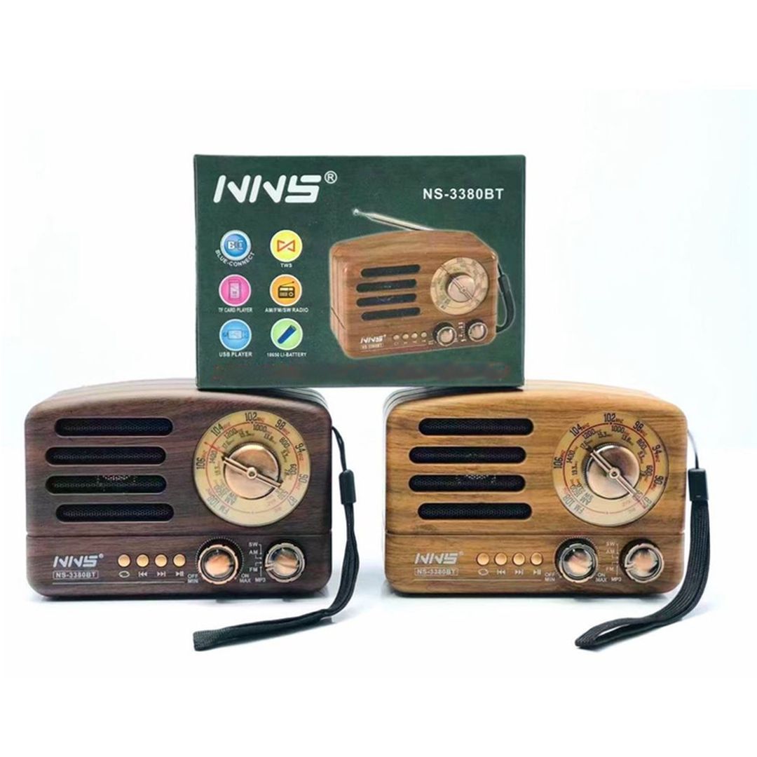 NNS NS-3380BT Επιτραπέζιο Ραδιόφωνο Επαναφορτιζόμενο με USB Καφέ