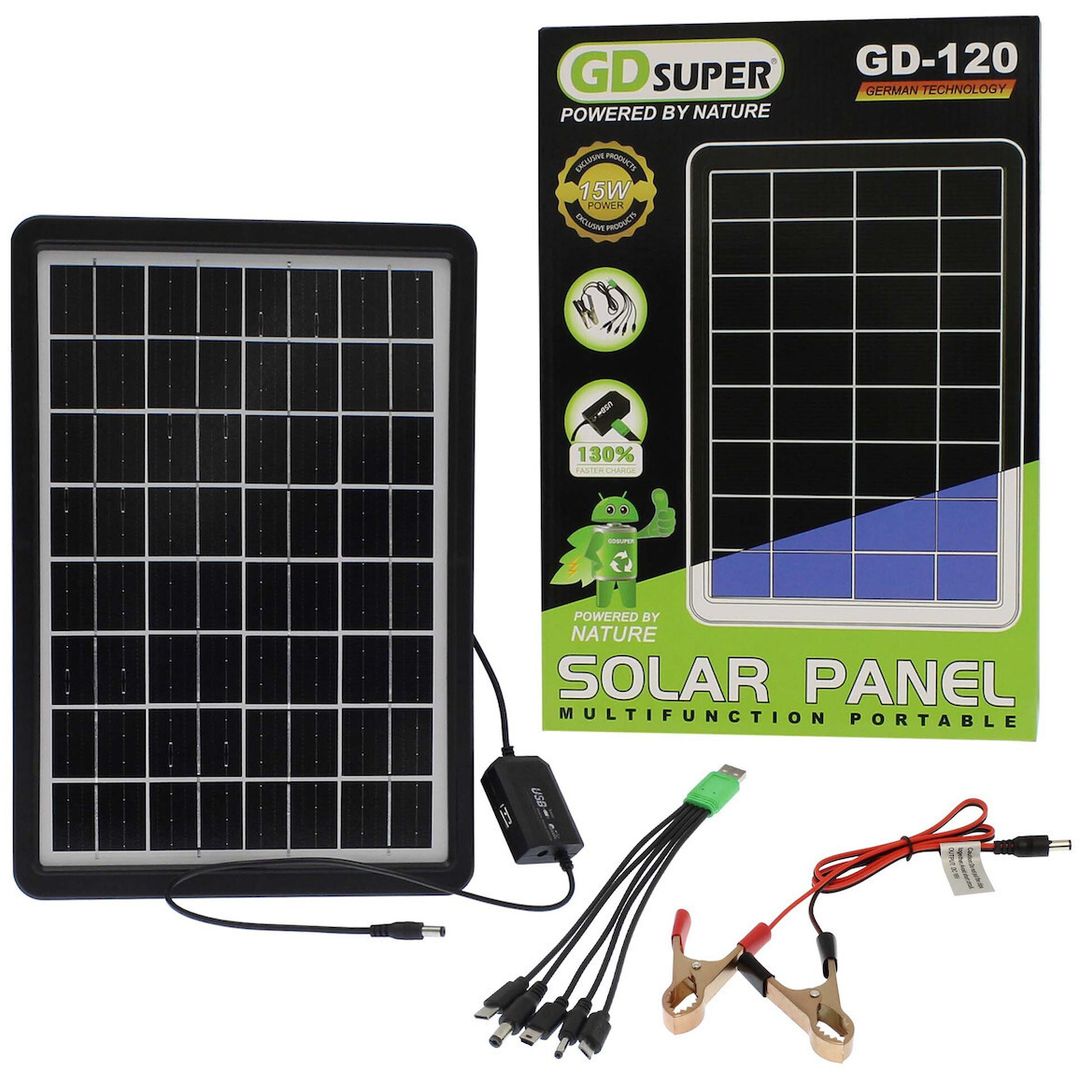 GDSuper GD-120 Ηλιακός Φορτιστής Φορητών Συσκευών 15W με σύνδεση USB