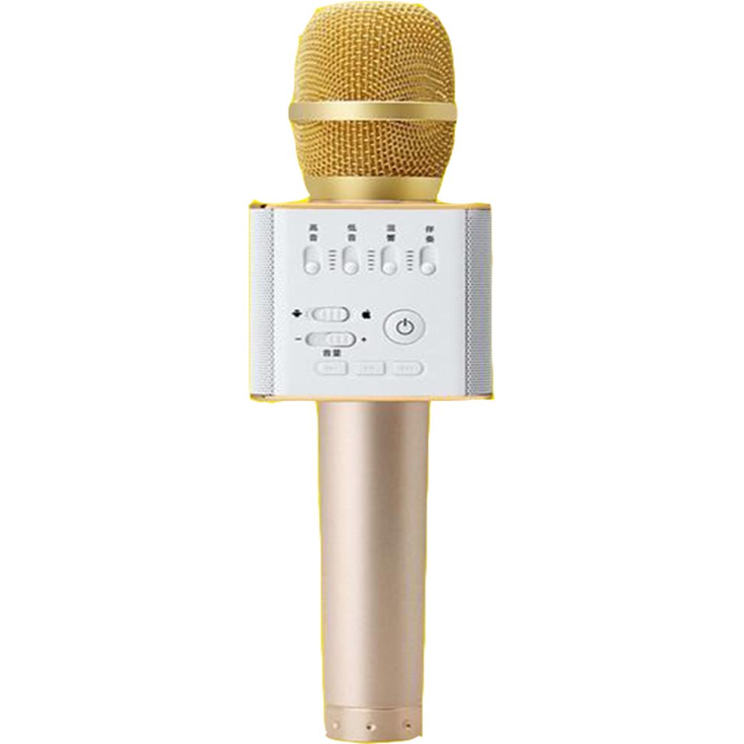 Ασύρματο Μικρόφωνο Karaoke Q7 Bluetooth σε Χρυσό Χρώμα