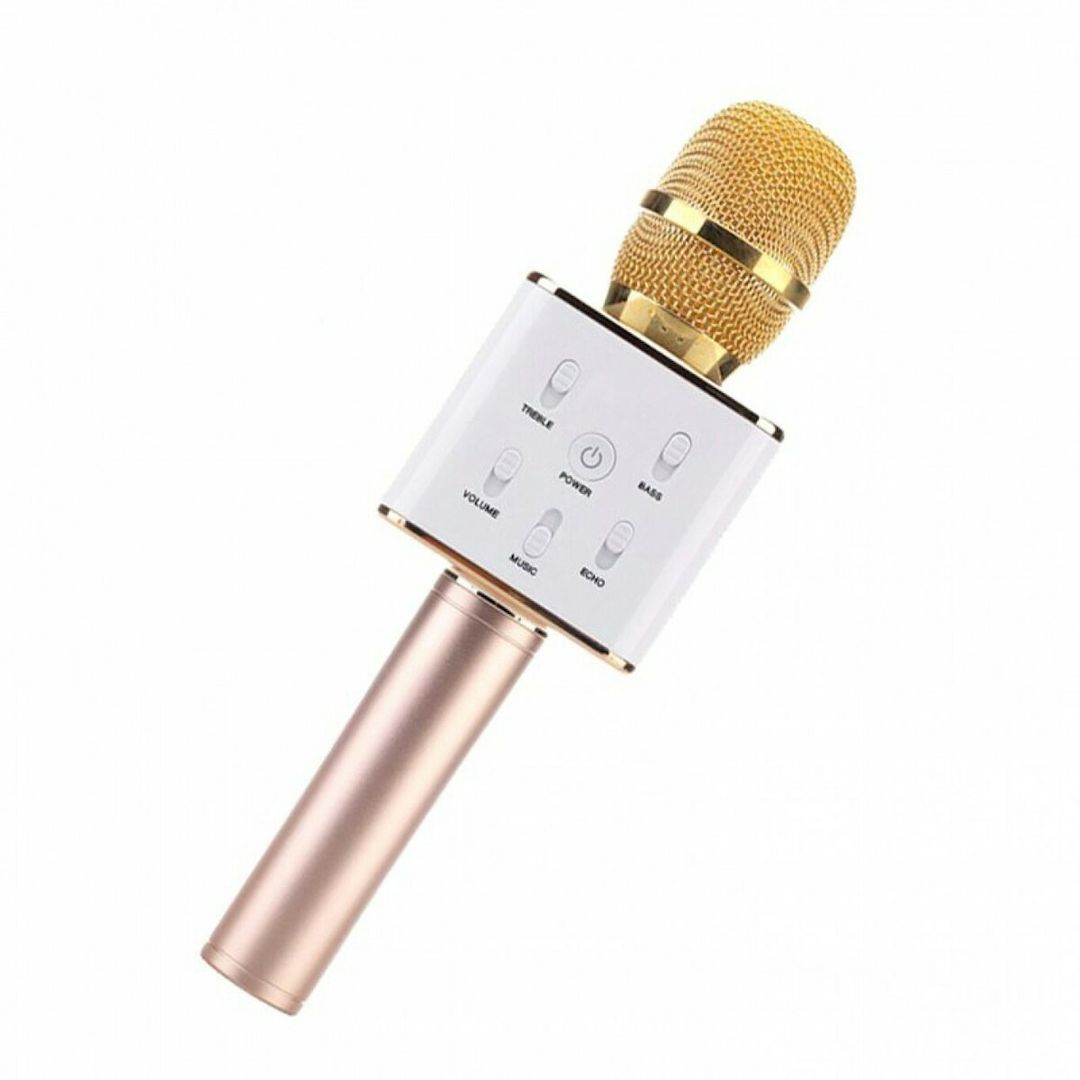 Ασύρματο Μικρόφωνο Karaoke Q7 Bluetooth σε Χρυσό Χρώμα
