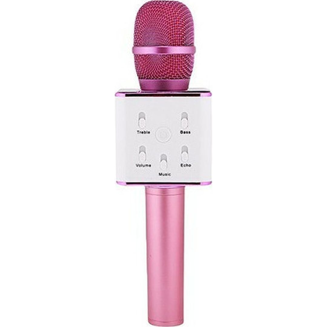 Ασύρματο Μικρόφωνο Karaoke Q7 Bluetooth σε Ροζ Χρώμα
