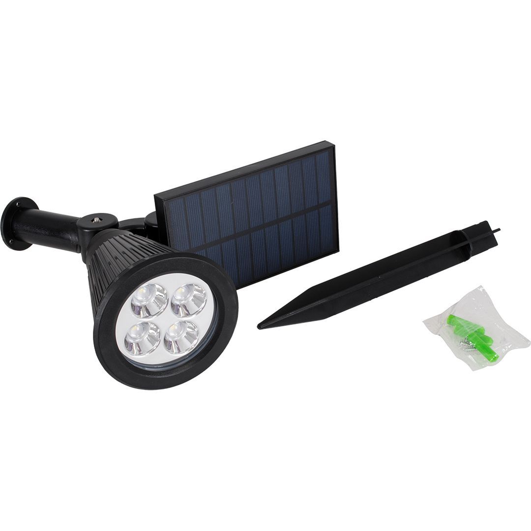GloboStar Στεγανό Καρφωτό Ηλιακό Φωτιστικό IP67 με Ανιχνευτή Κίνησης και Αισθητήρα Φωτός και Θερμό Λευκό Φως σε Μαύρο Χρώμα 85709