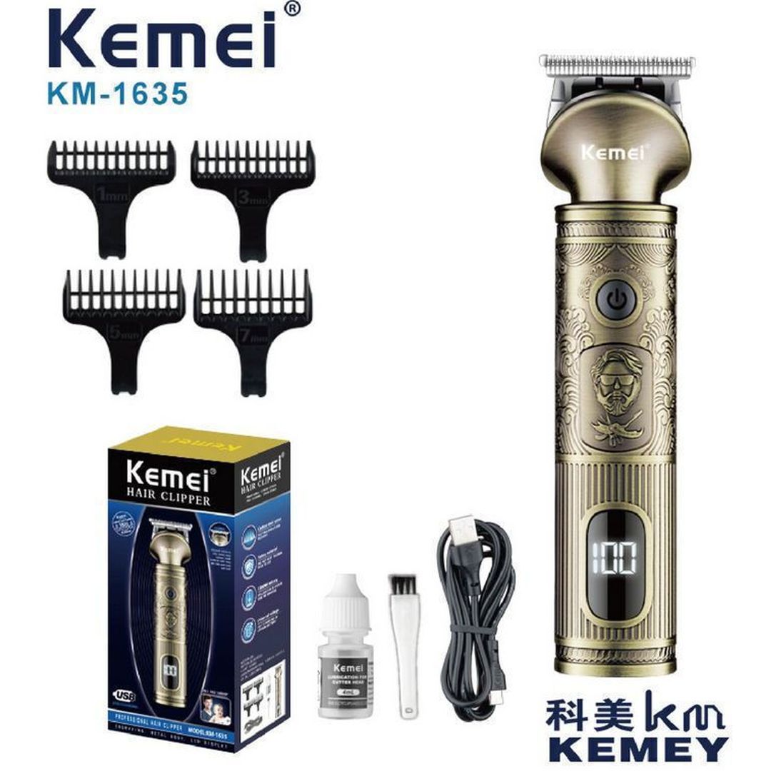 Kemei Επαναφορτιζόμενη Κουρευτική Μηχανή Χρυσή KM-1635