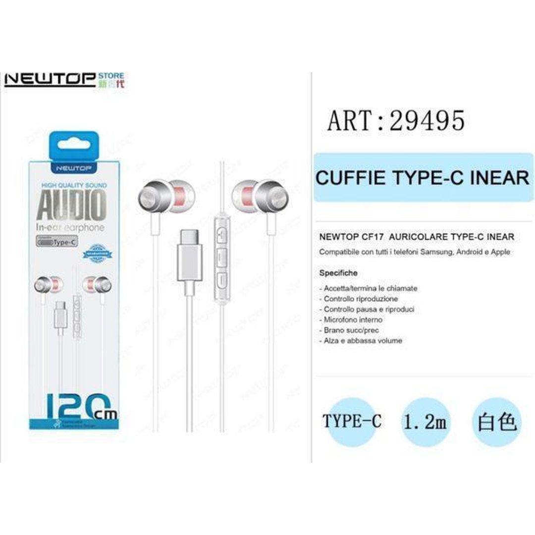 Newtop CF17 In-ear Handsfree με Βύσμα USB-C Λευκό