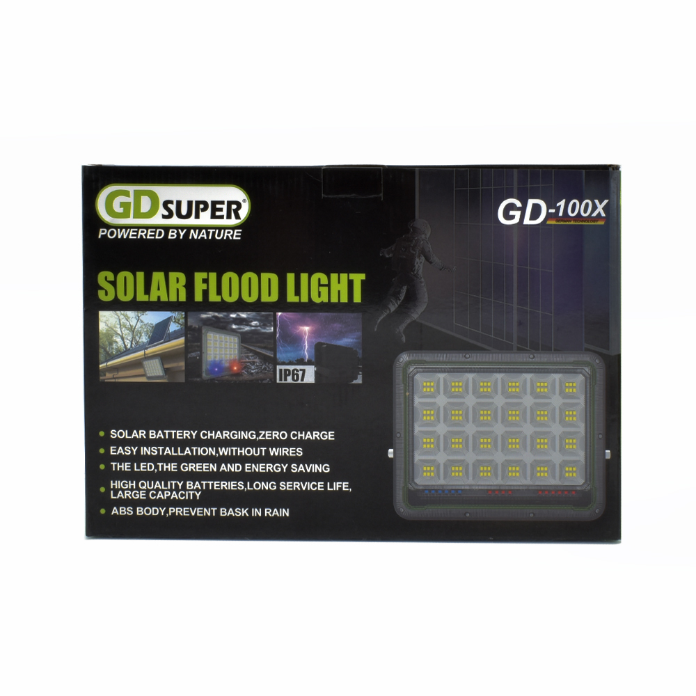 Gdsuper Στεγανός Ηλιακός Προβολέας LED 100W Ψυχρό Λευκό 6500K IP67 000.230.12045