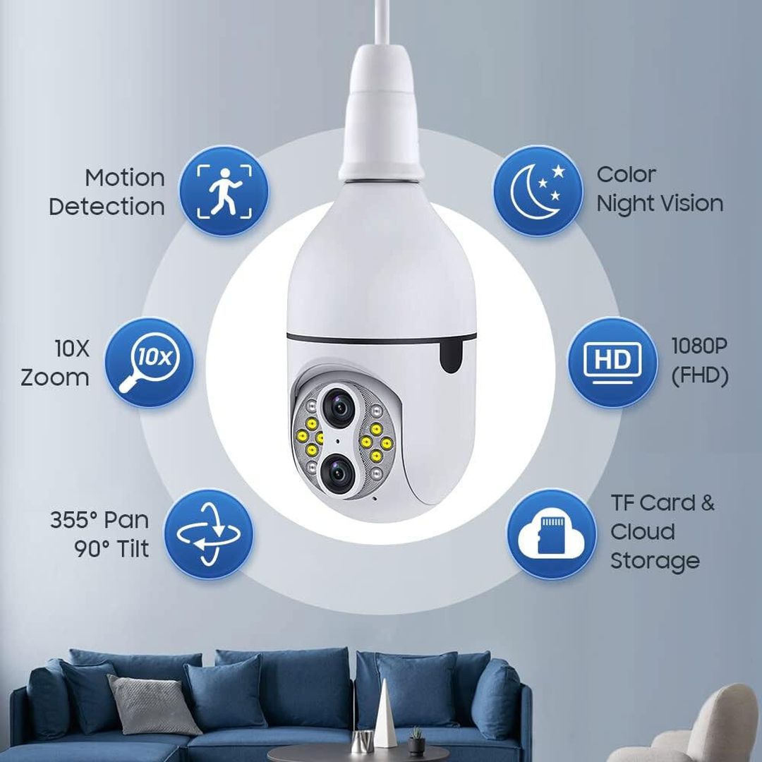 IP Κάμερα Παρακολούθησης Wi-Fi 1080P E27 Εσωτερικού και Εξωτερικού Χώρου με Νυχτερινή Λήψη 355° – Αμφίδρομη Επικοινωνία και Micro SD Θύρα JT-8177-2HP