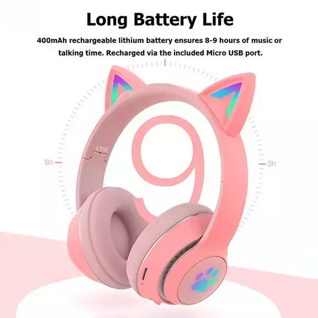 L550 Ασύρματα Bluetooth Over Ear Ακουστικά με 9 ώρες Λειτουργίας Ροζ