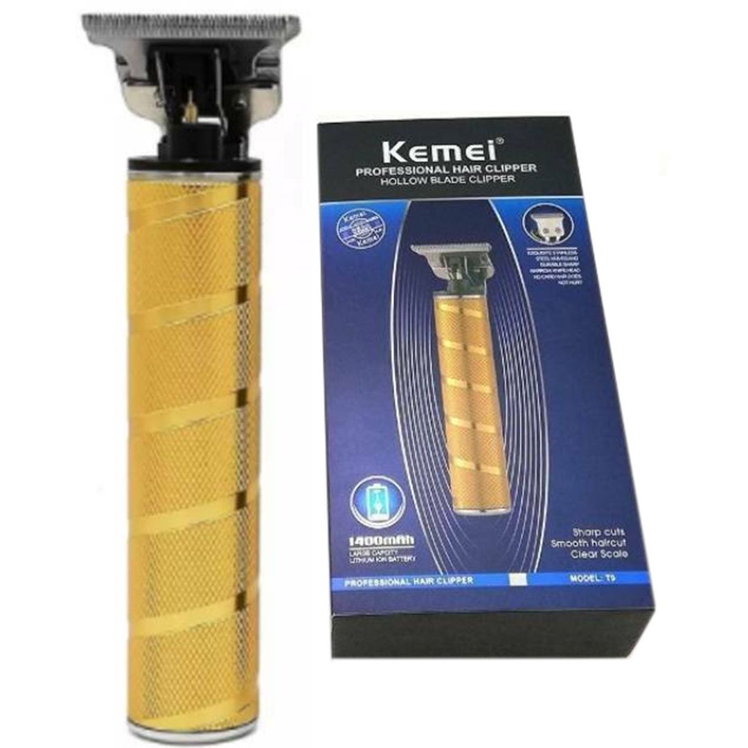 Kemei KM-T9 Επαγγελματική Επαναφορτιζόμενη Κουρευτική Μηχανή Χρυσή