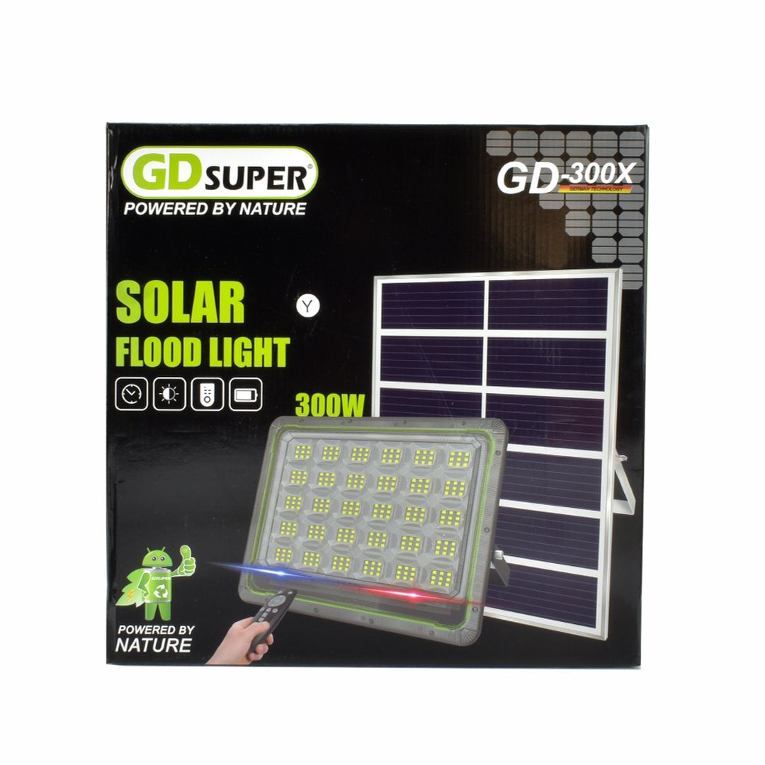 Gdsuper Στεγανός Ηλιακός Προβολέας LED 300W Ψυχρό Λευκό 6500K IP67 GD-300X