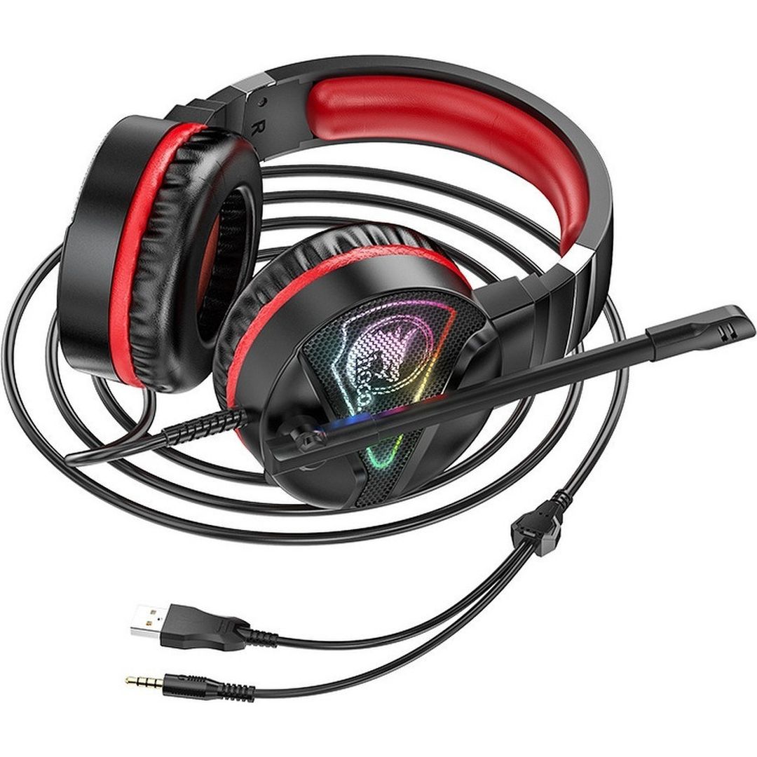 Hoco W104 Over Ear Gaming Ακουστικά με σύνδεση USB / 3.5mm Κόκκινο