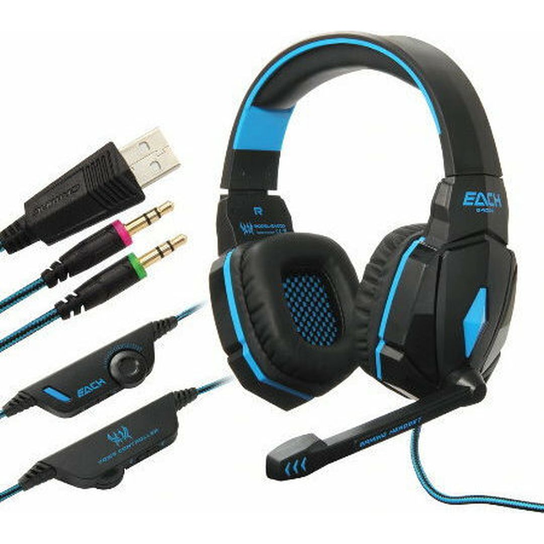 Kotion Each G4000 Over Ear Gaming Headset με σύνδεση 3.5mm / USB Μπλε