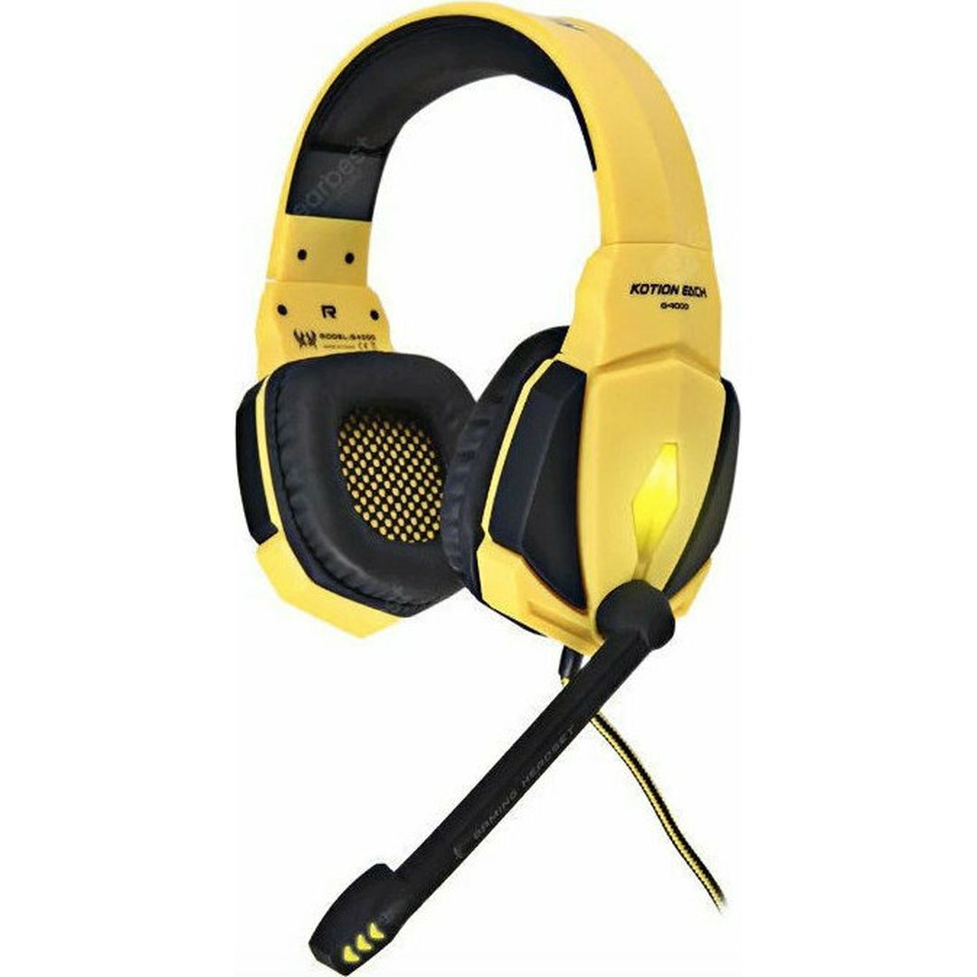 Kotion Each G4000 Over Ear Gaming Headset με σύνδεση USB / 3.5mm Κίτρινο