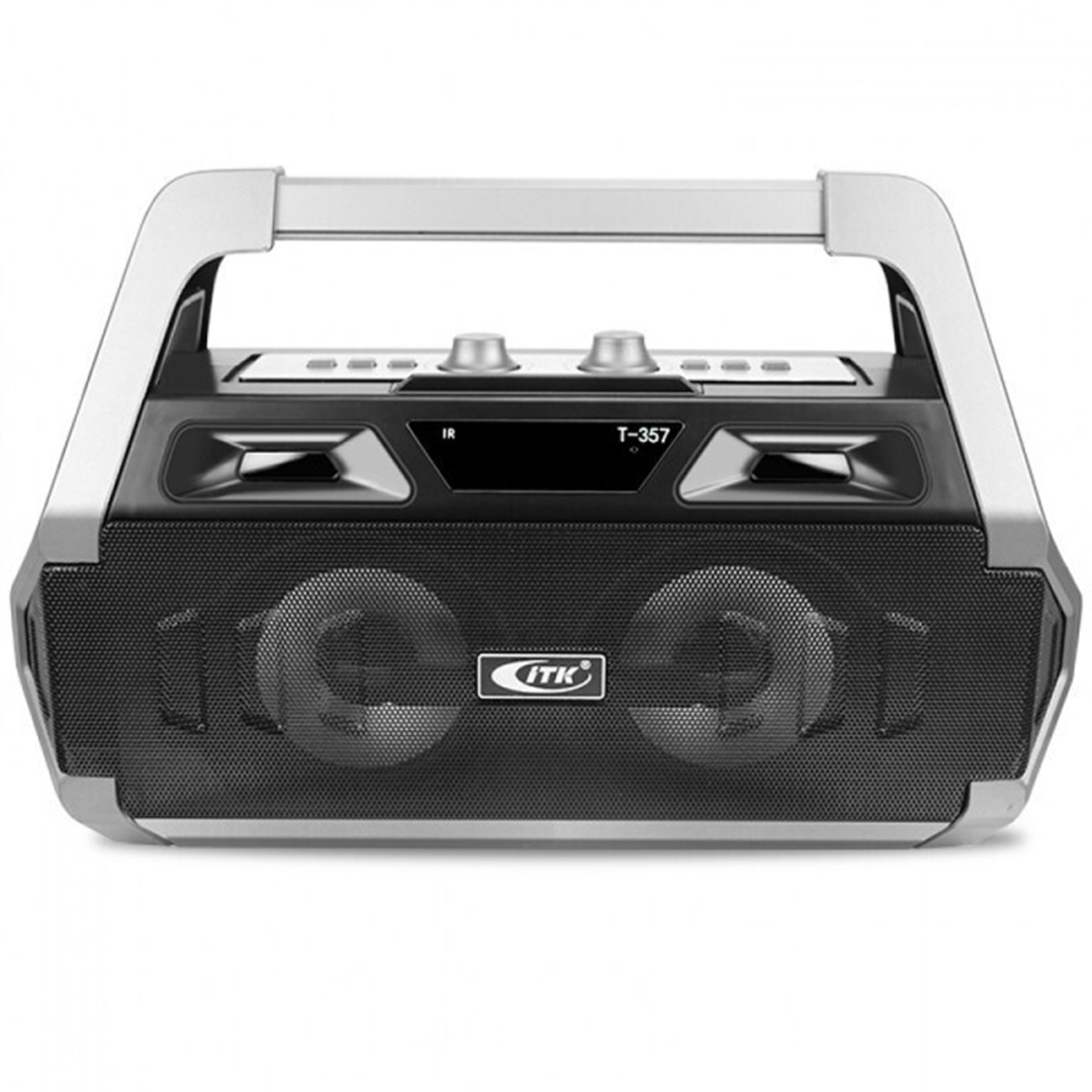 iTK T-357 Ηχείο με Λειτουργία Karaoke Stereo Boombox Bluetooth, USB, micro SD, FM, AUX, Mic Γκρι
