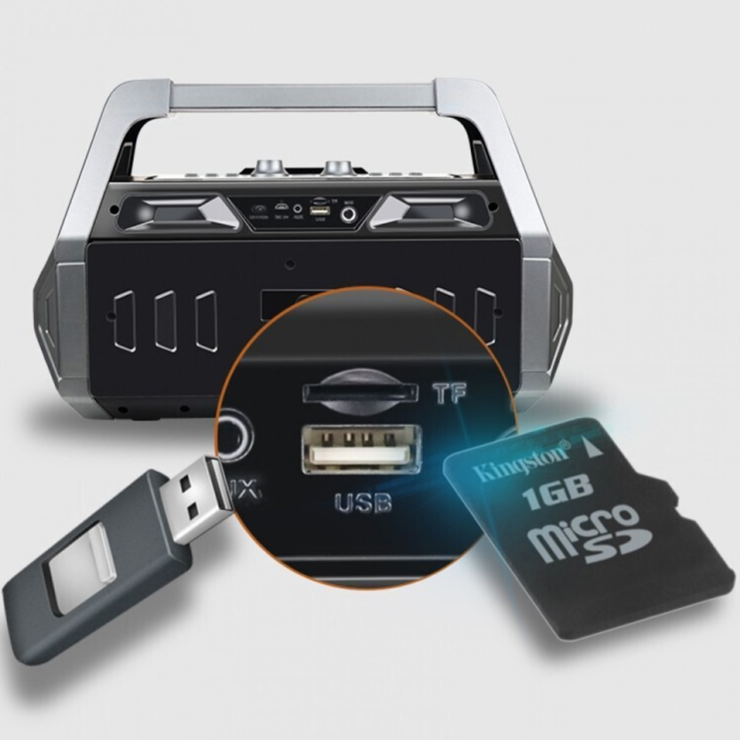 iTK T-357 Ηχείο με Λειτουργία Karaoke Stereo Boombox Bluetooth, USB, micro SD, FM, AUX, Mic Γκρι