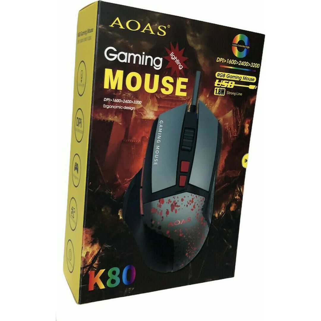 AOAS K80 Gaming Ποντίκι Μαύρο