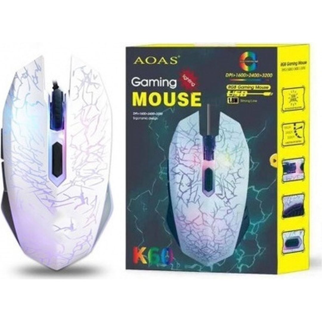 AOAS K60 Gaming Ποντίκι Λευκό