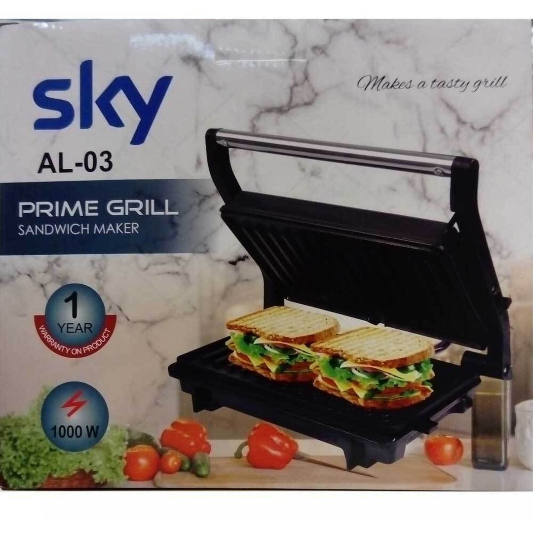 Sky AL-03 Τοστιέρα γκριλ/panini για 2 Τοστ 1000W Μαύρη