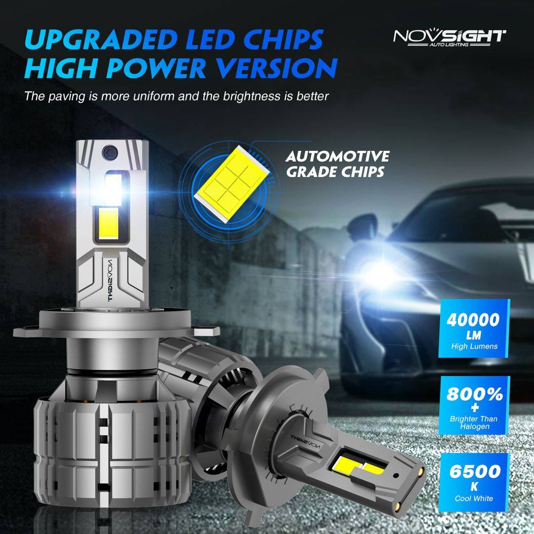 NovSight A500-N60-H4 Λάμπες Αυτοκινήτου H4 LED 6500K Ψυχρό Λευκό 12V 100W 2τμχ
