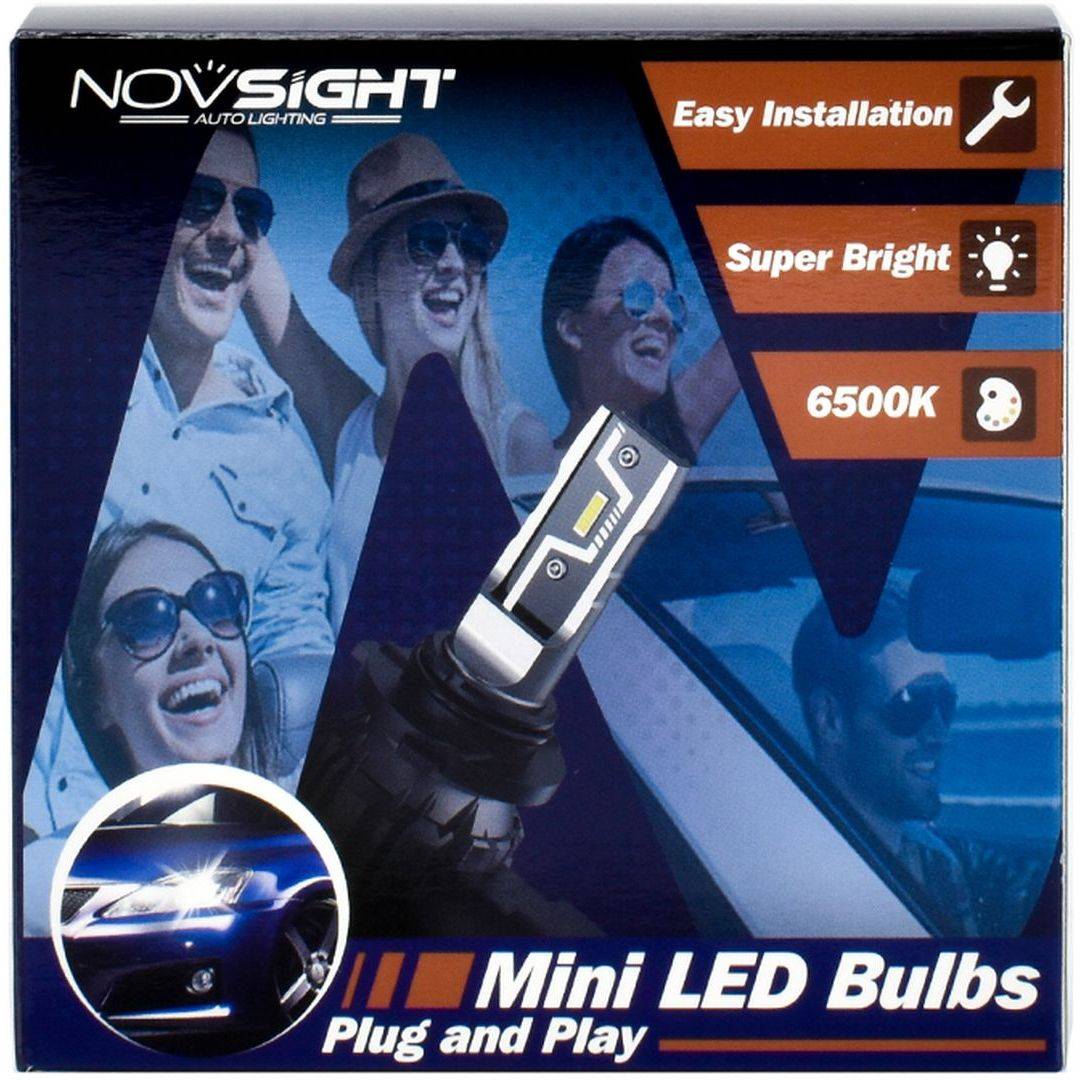 Σετ 1:1 Mini Λάμπες LED Λευκού Φωτισμού 6500K 2τμχ Novsight A500-N57-H4S
