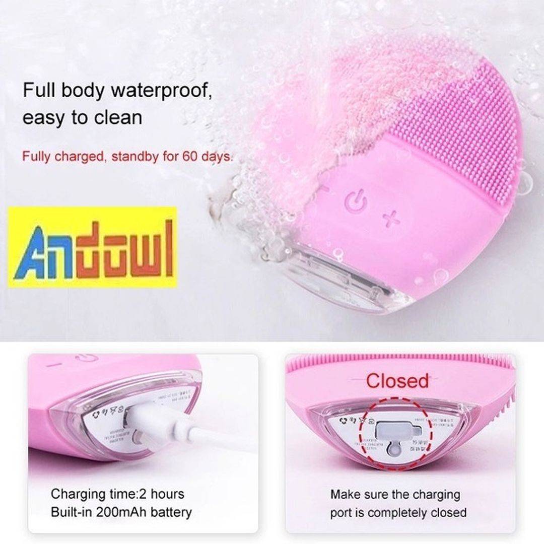Andowl AN-Q-JM01 Βούρτσα Καθαρισμού Προσώπου από Σιλικόνη Ροζ