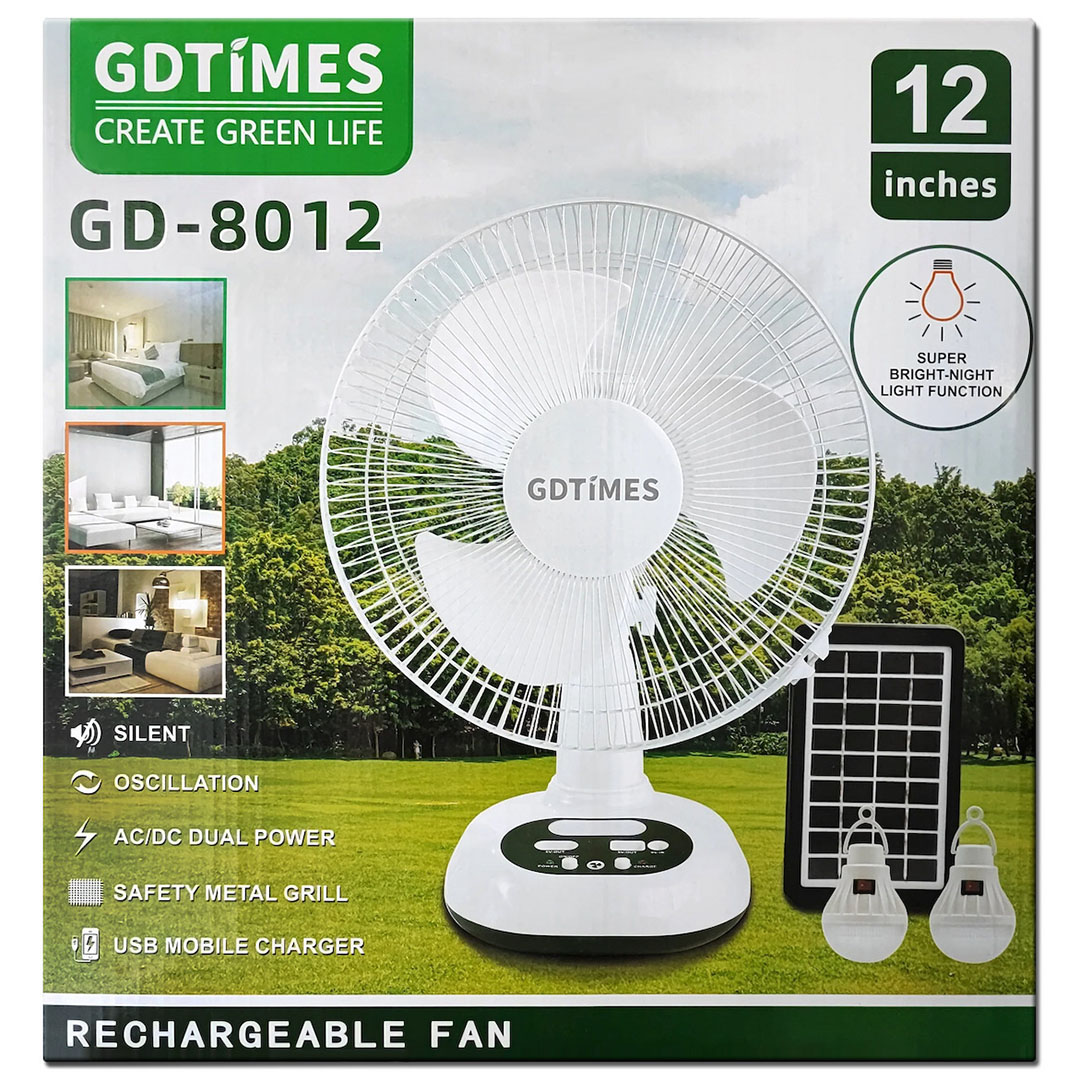Ηλιακό σύστημα φωτισμού GDTimes GD-8012 με Ανεμιστήρα 12