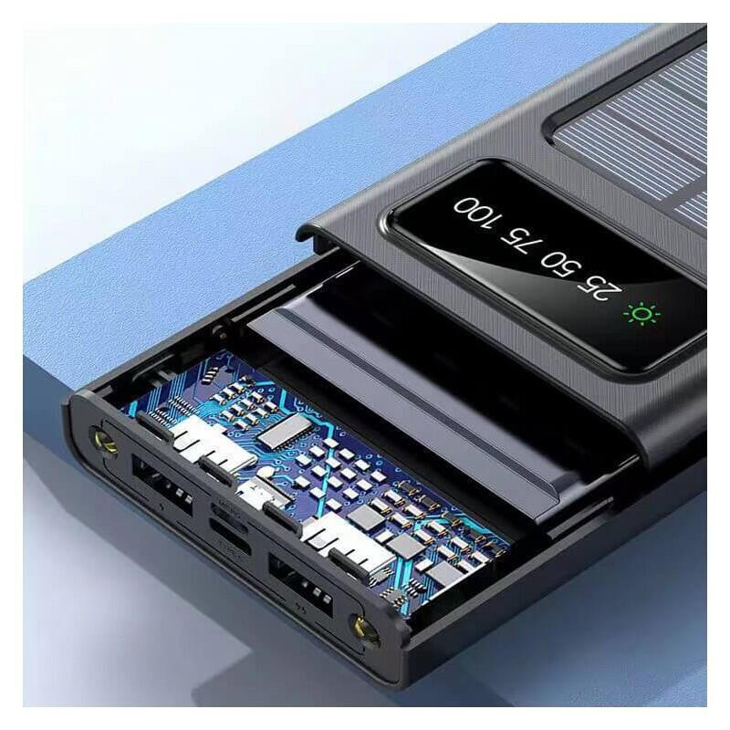 Awei P130K Ηλιακό Power Bank 10000mAh με 2 Θύρες USB-A και Θύρα USB-C Quick Charge 3.0 Μαύρο