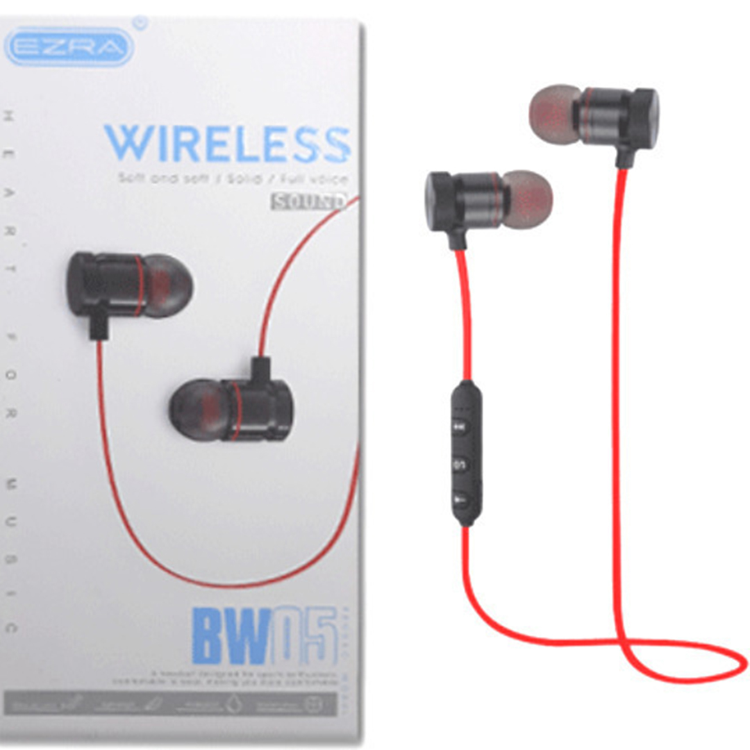 In-ear bluetooth handsfree ακουστικά μαύρα Ezra BW05 σε κόκκινο/μαύρο χρώμα
