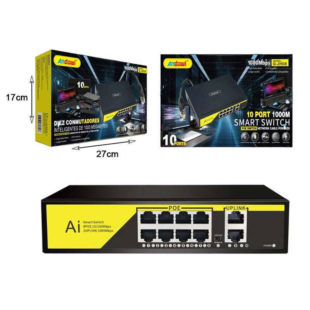 Andowl Q-JH08 Unmanaged L2 Switch με 10 Θύρες Gigabit (1Gbps) Ethernet