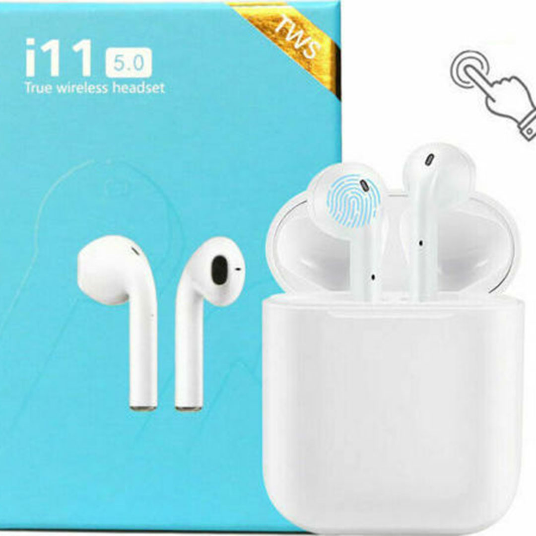 TWS i11s Earbud Bluetooth Handsfree Ακουστικά με Θήκη Φόρτισης Λευκά