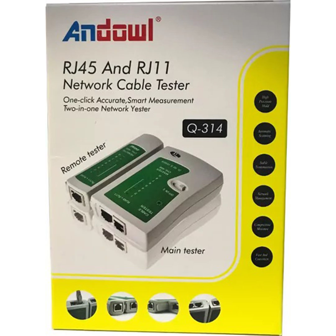 Network tester συσκευή ελέγχου δικτυακών καλωδίων RJ45, RJ11, RJ12 Andowl Q-314