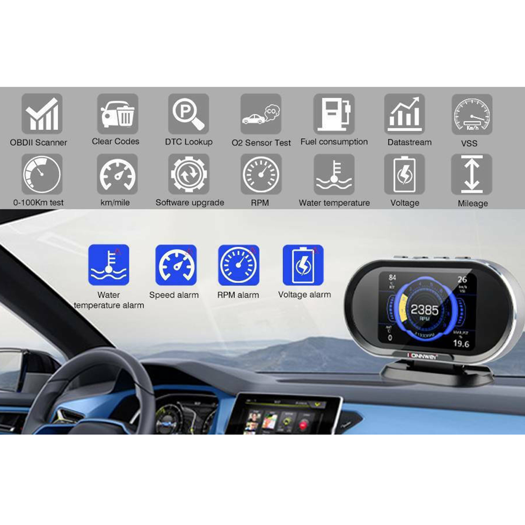 Οθόνη ενδείξεων αυτοκινήτου  smart head-up display speed monitoring Konnwei OBDII KW206