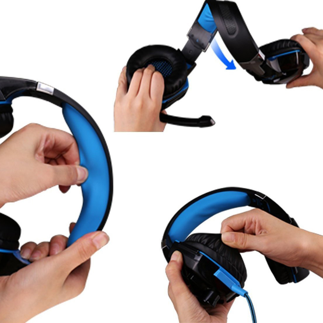 Gaming ακουστικά, με ήχο surround, μικρόφωνο ακύρωσης θορύβου και led φωτισμό  Kotion Each G2000 μπλε