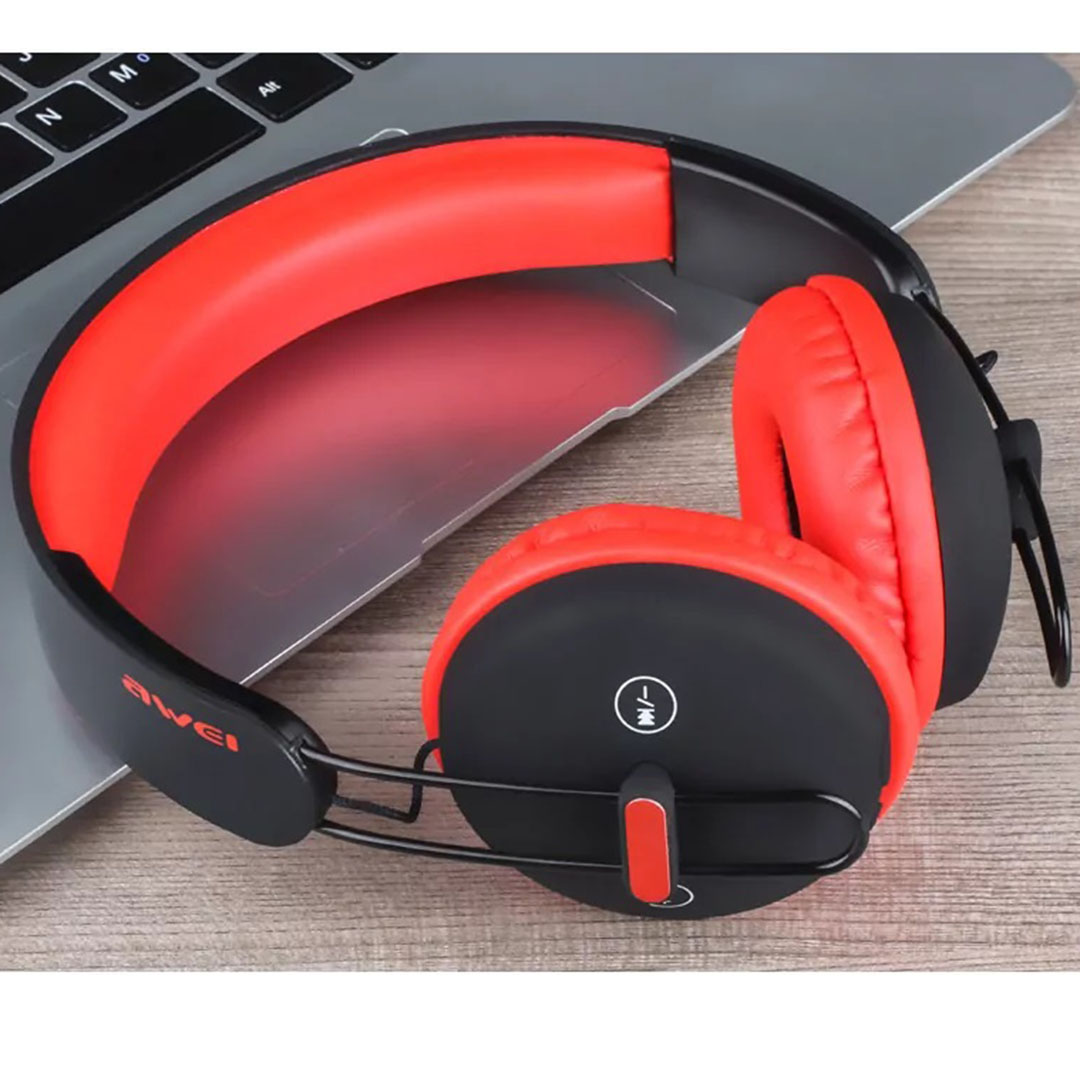Ασύρματα, ενσύρματα over ear stereo ακουστικά Awei A800BL σε κόκκινο χρώμα