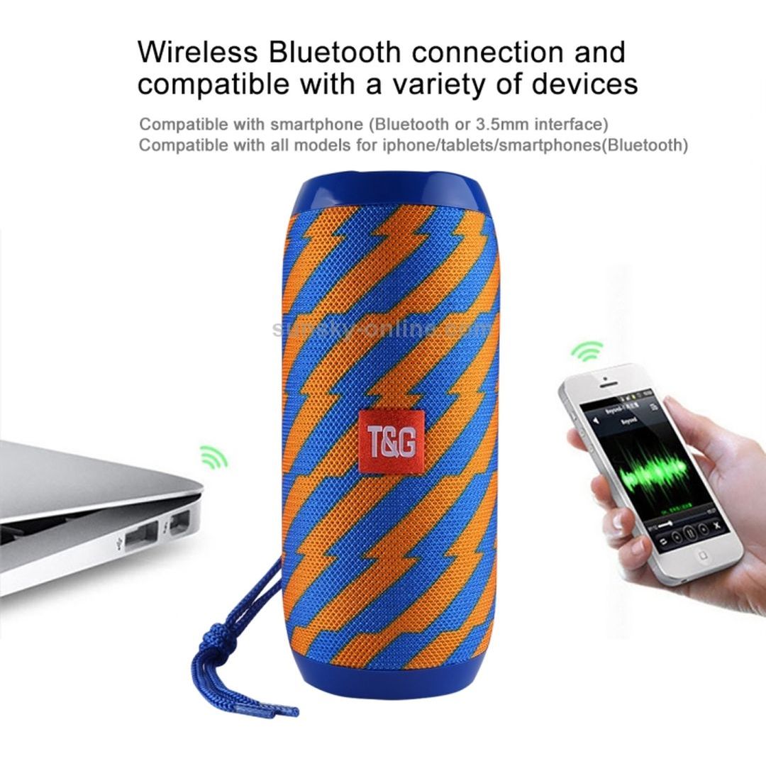 Φορητό Bluetooth Ηχείο T&G TG-117 σε μπλε/πορτοκαλί χρώμα