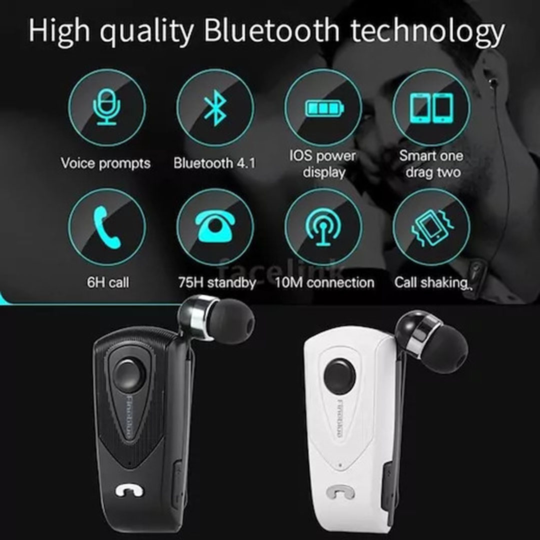 Ασύρματο ακουστικό bluetooth hands free clip on Fineblue F930 λευκό