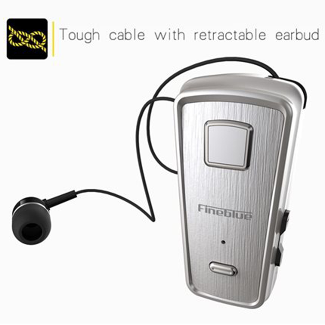 Ακουστικό bluetooth hands free με δόνηση, multipoint Fineblue F980 σε ασημί χρώμα