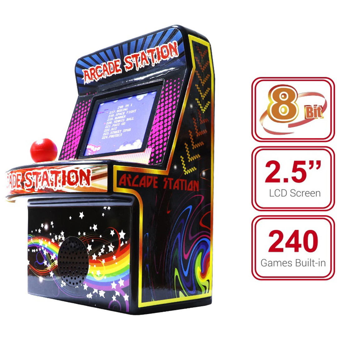 Παιχνιδομηχανή mini arcade station με 240 παιχνίδια, παιχνίδι χειρός, σε μπλε χρώμα