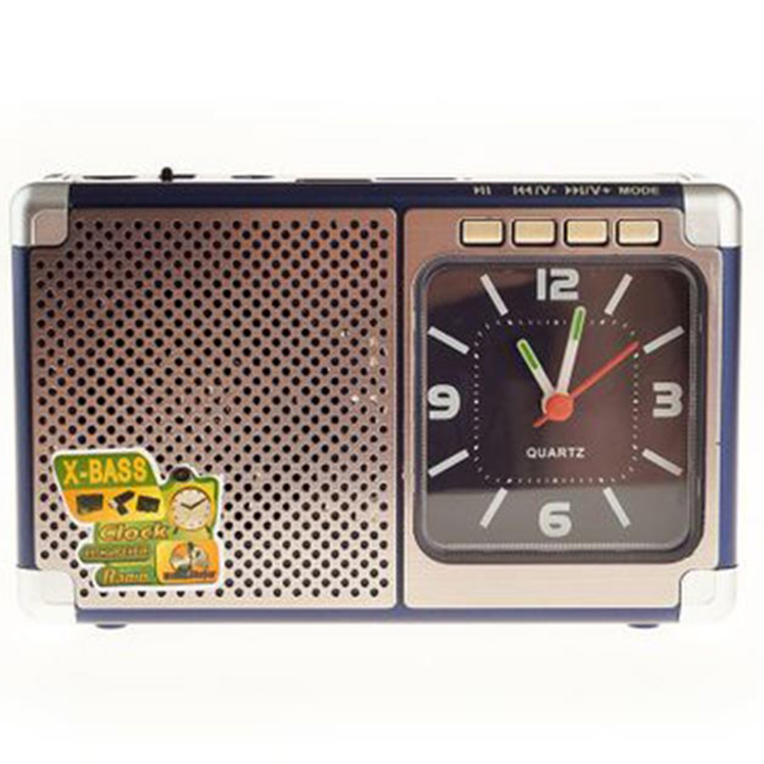 Φορητό ραδιόφωνο με θύρα USB και υποδοχή κάρτας SD/TF με αναλογικό ρολόι Meier M-202U σε ασημί χρώμα
