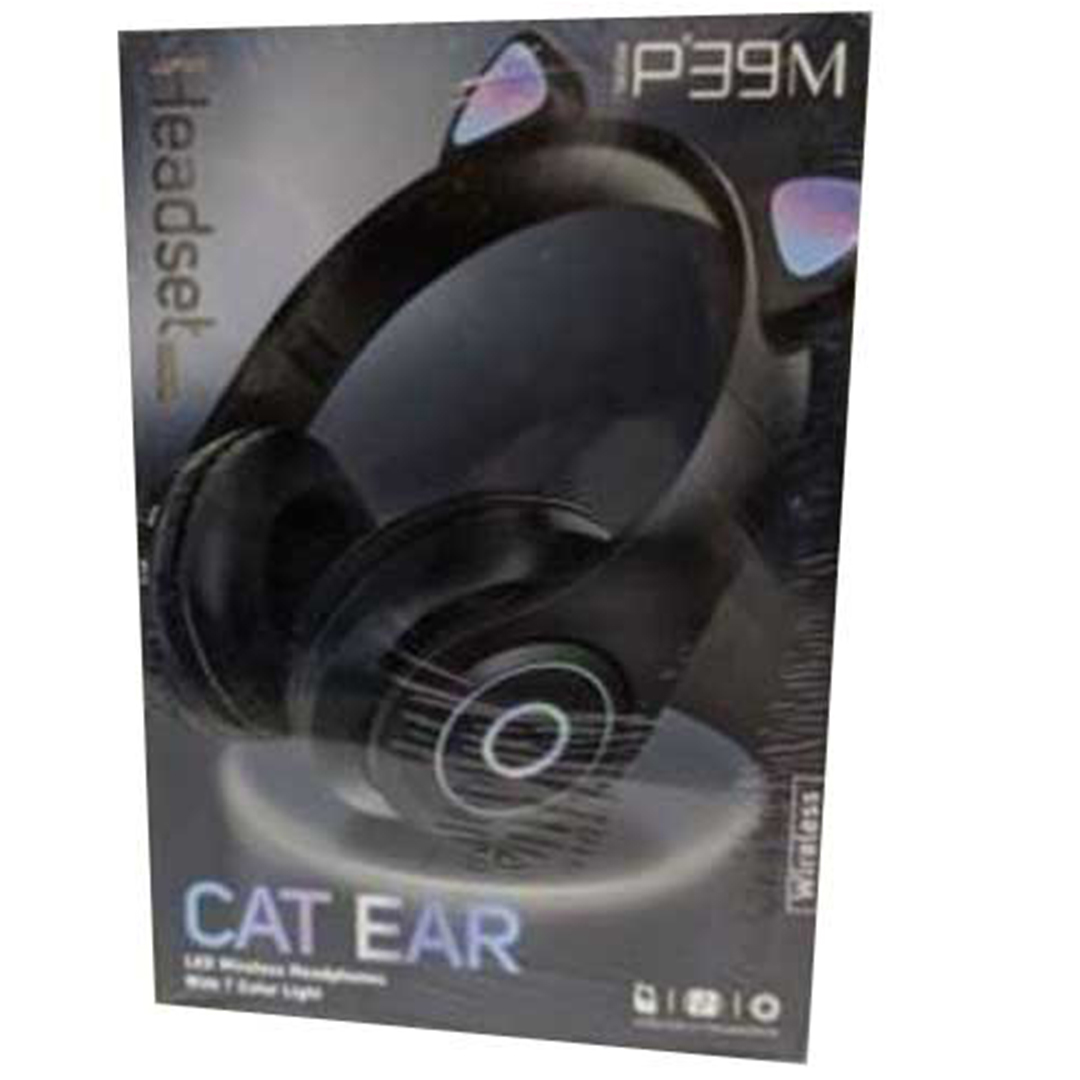 Ασύρματα ακουστικά cat ear με εναλλασσόμενο Led φωτισμόP39M σε μαύρο χρώμα