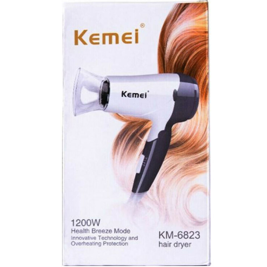 Πιστολάκι μαλλιών ταξιδίου 1200W Kemei KM-6823 άσπρο γκρι