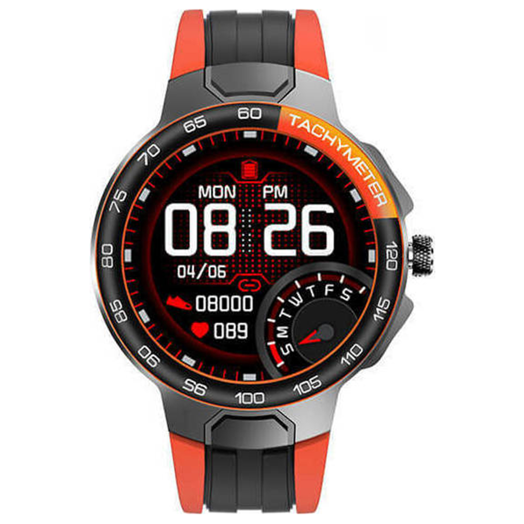 E15 smartwatch report IP68 waterproof heart rate monitor σε μαύρο/πορτοκαλί χρώμα