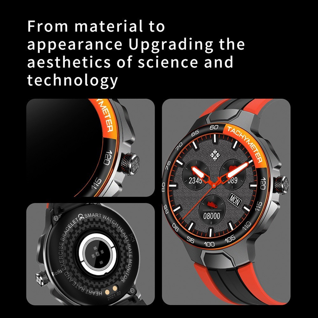 E15 ΑΟΚΕ smartwatch report IP68 waterproof heart rate monitor σε μαύρο/ανθρακί χρώμα
