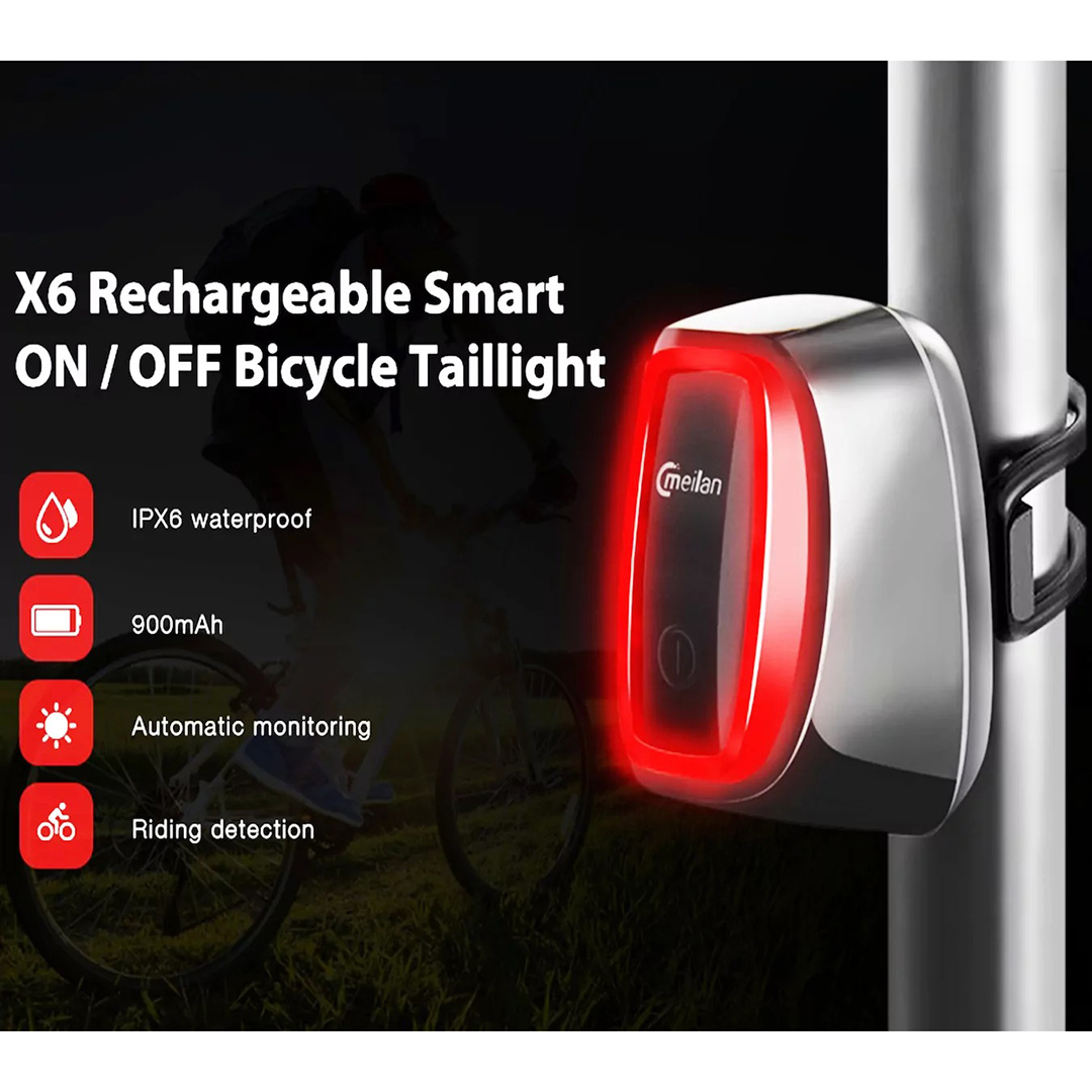 Οπίσθιο φως ποδηλάτου επαναφορτιζόμενο LED Meilan X6